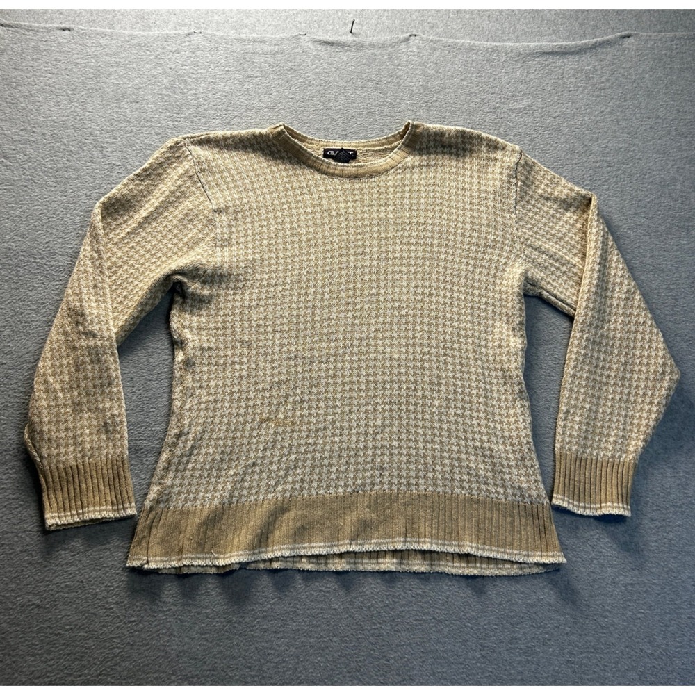 Gant Textured Knit‎ Sweater Womens XL Beige Scandinavian Cottagecore Minimalist